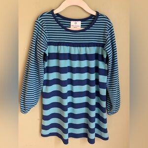 Hanna Andersson Day Play Dress in blue and aqua stripes size 5. Great shape!
